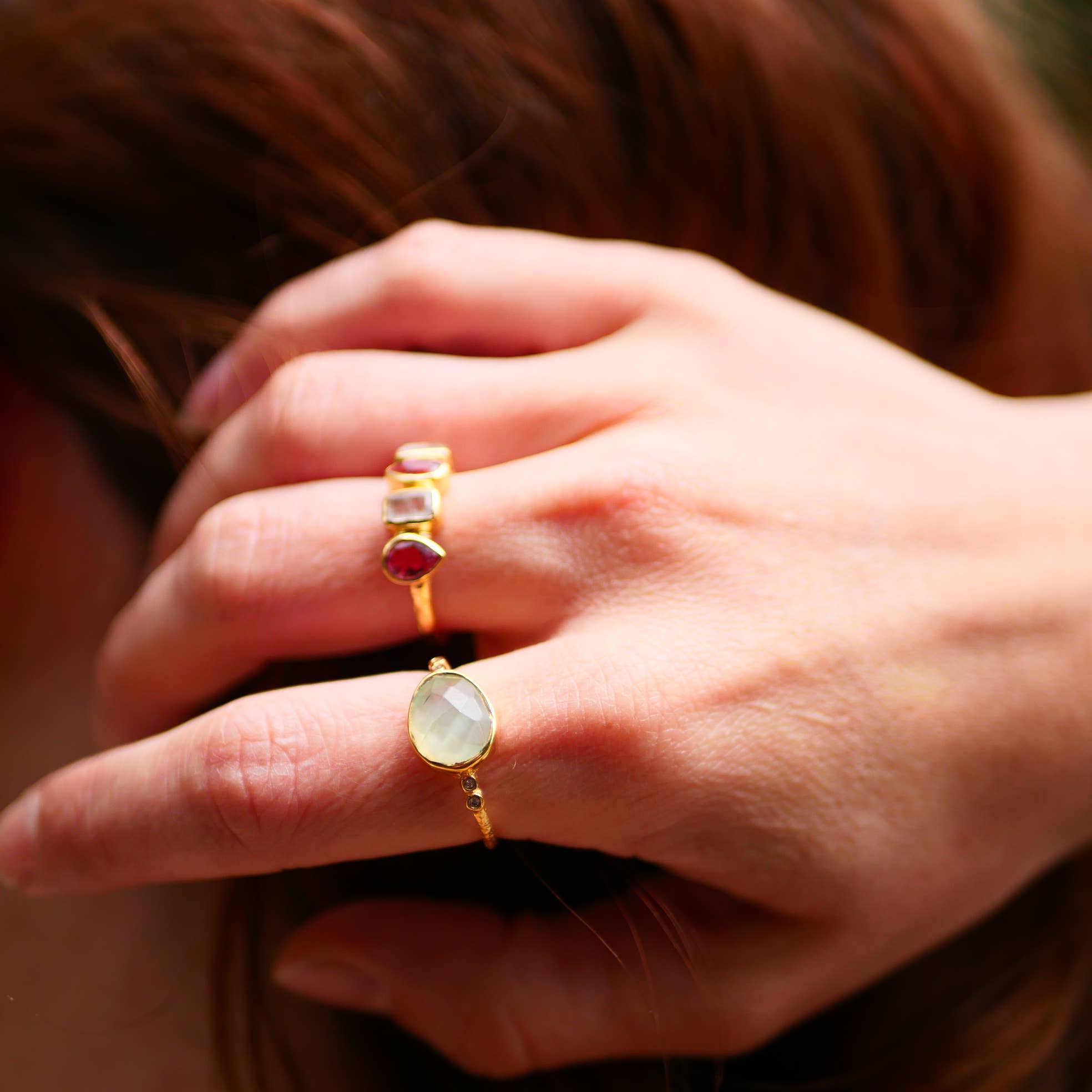 GINANDGER - Vendita all'ingrosso Anelli con pietra singola/solitario - Anello Katha placcato in oro 24K con pietra a scelta5