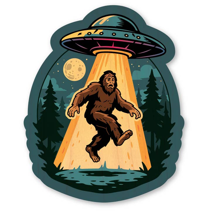 Wood Sticker - Bigfoot Abduction for wholesale by Morris Magnets