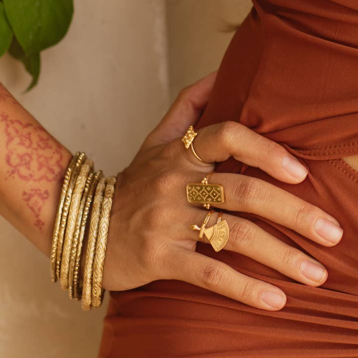 Nakila Collective – Anel de banda por atacado – Anel Senja - Vermeil 22k6