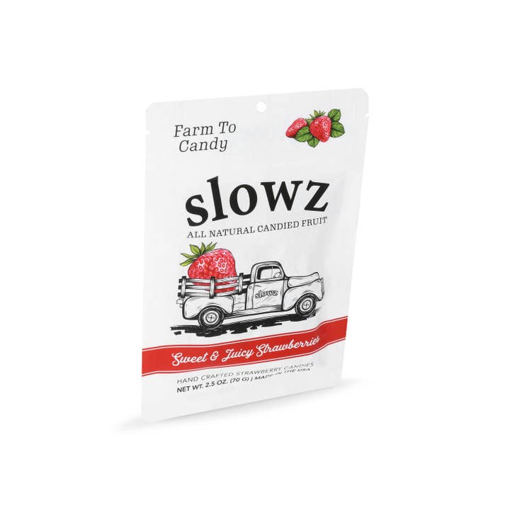 Slowz All Natural Candied Fruit - Wholesale Hard Candy - Orginal Sweet Juicy Strawberry - Delicious Flavour Candy