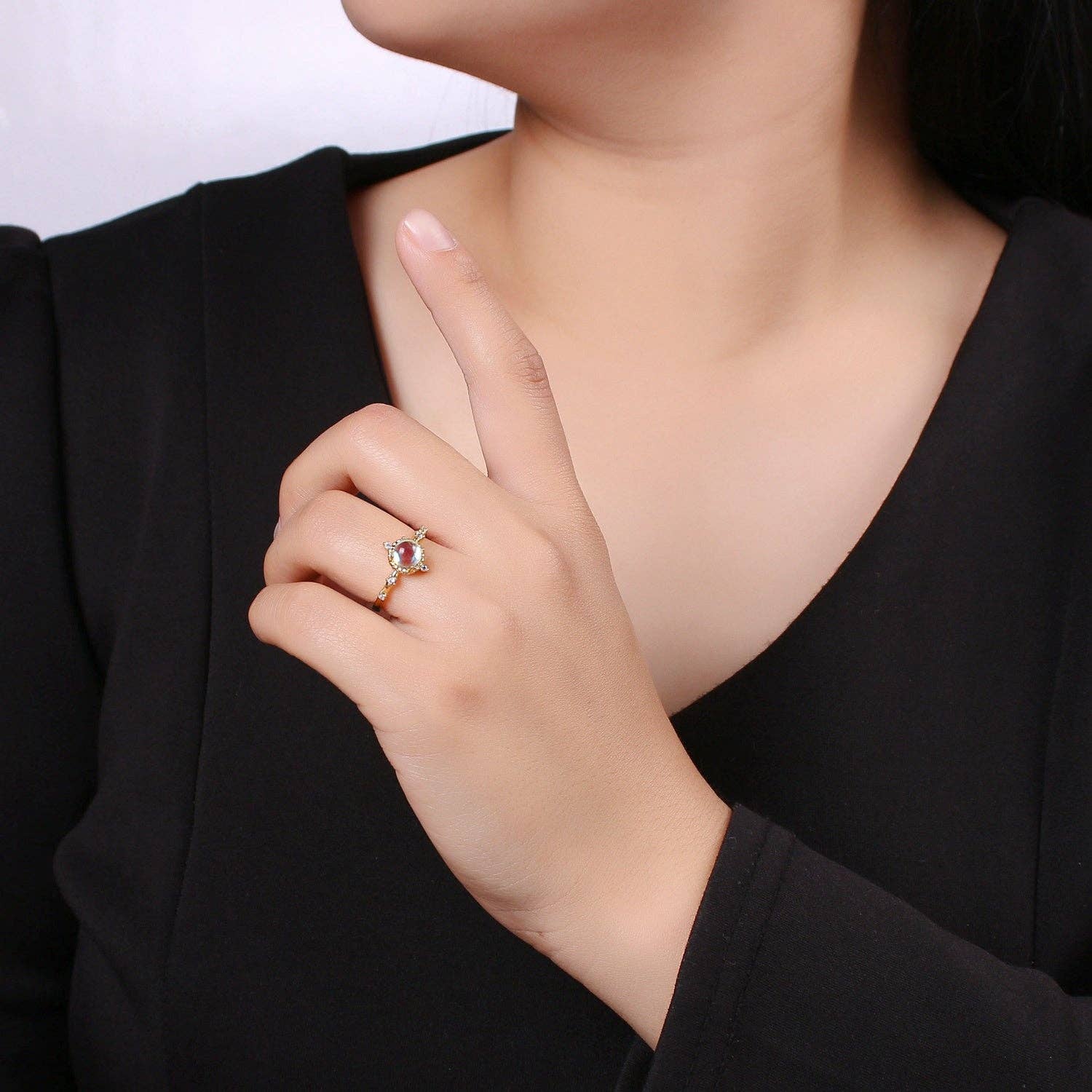 Aim Eternal – wholesale Ring med flera stenar – Dainty Monstone himmelsk justerbara ring R3363