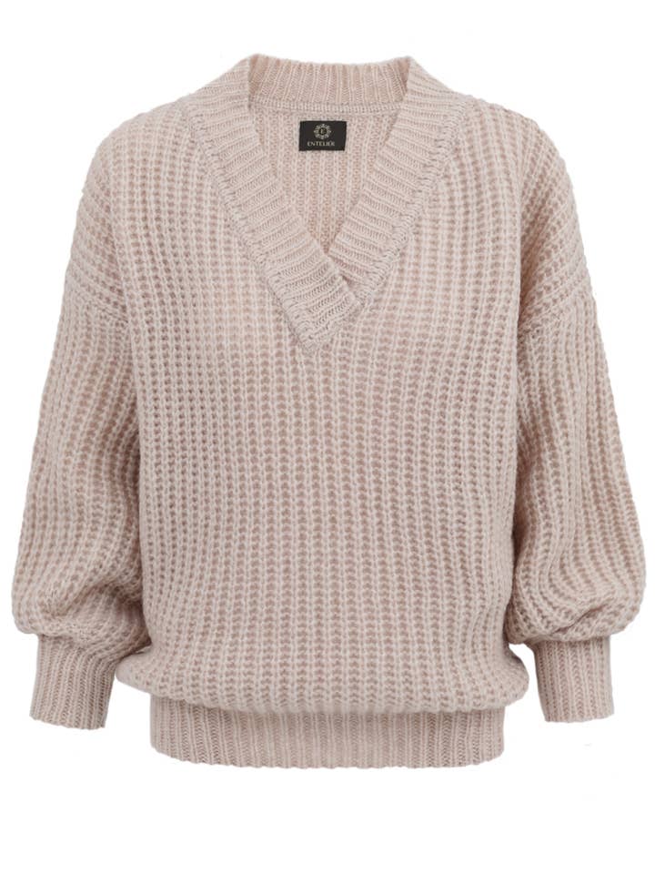 Pullover V Merino Beige für den Großhandel von Entelier