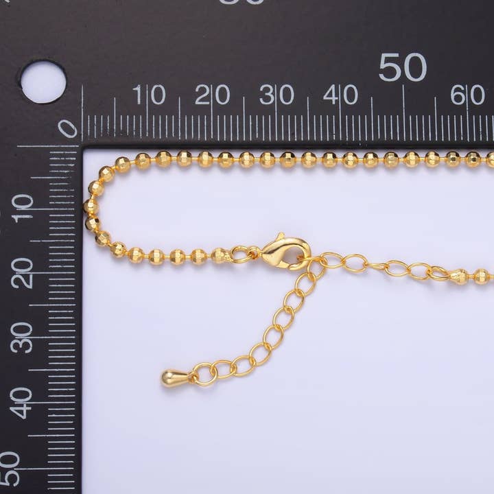 Aim Eternal - Wholesale Link & Chain Necklace - 24K Gold Filled 2.5mm Bead Ball 17.5 Inch Chain Necklace | WA-32392