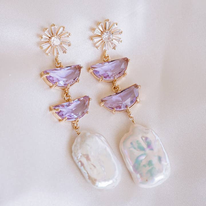 Poppy Pearl Earrings for wholesale by Wander + Lust Jewelry