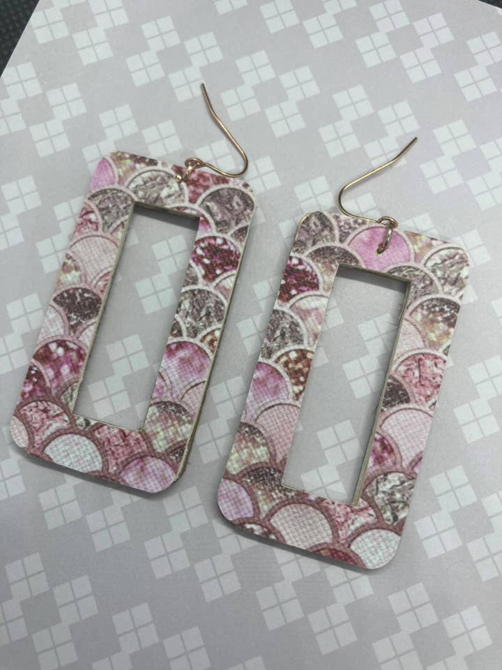 Rectangle Rose Gold Scale Faux Leather and Handstained Wood for wholesale by Mr. Mediocrates