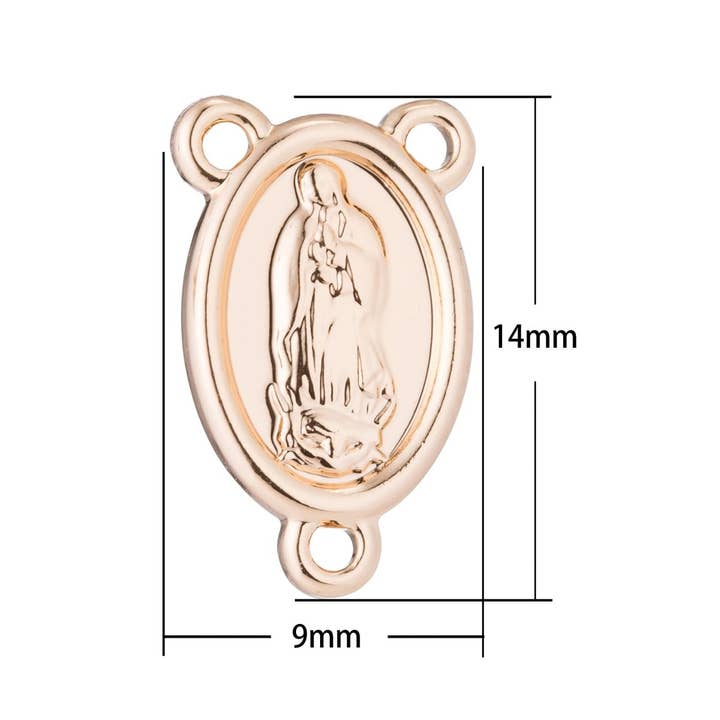 Aim Eternal - Wholesale Individual charm/pendant - Pinky Gold Rosary Center Metal Parts, Immaculate Heart Mary, Rosary Making Supply, Necklace Pendant, Findings for Jewelry Making F-1981