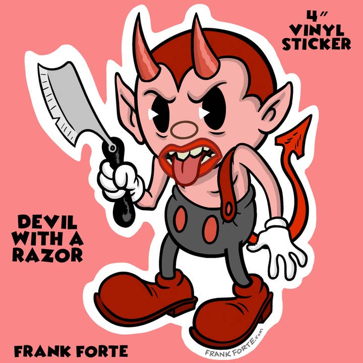 Xeno Pop - Wholesale Sticker - Devil with Razor Blade Creepy Cute Cartoon die-cut Sticker1