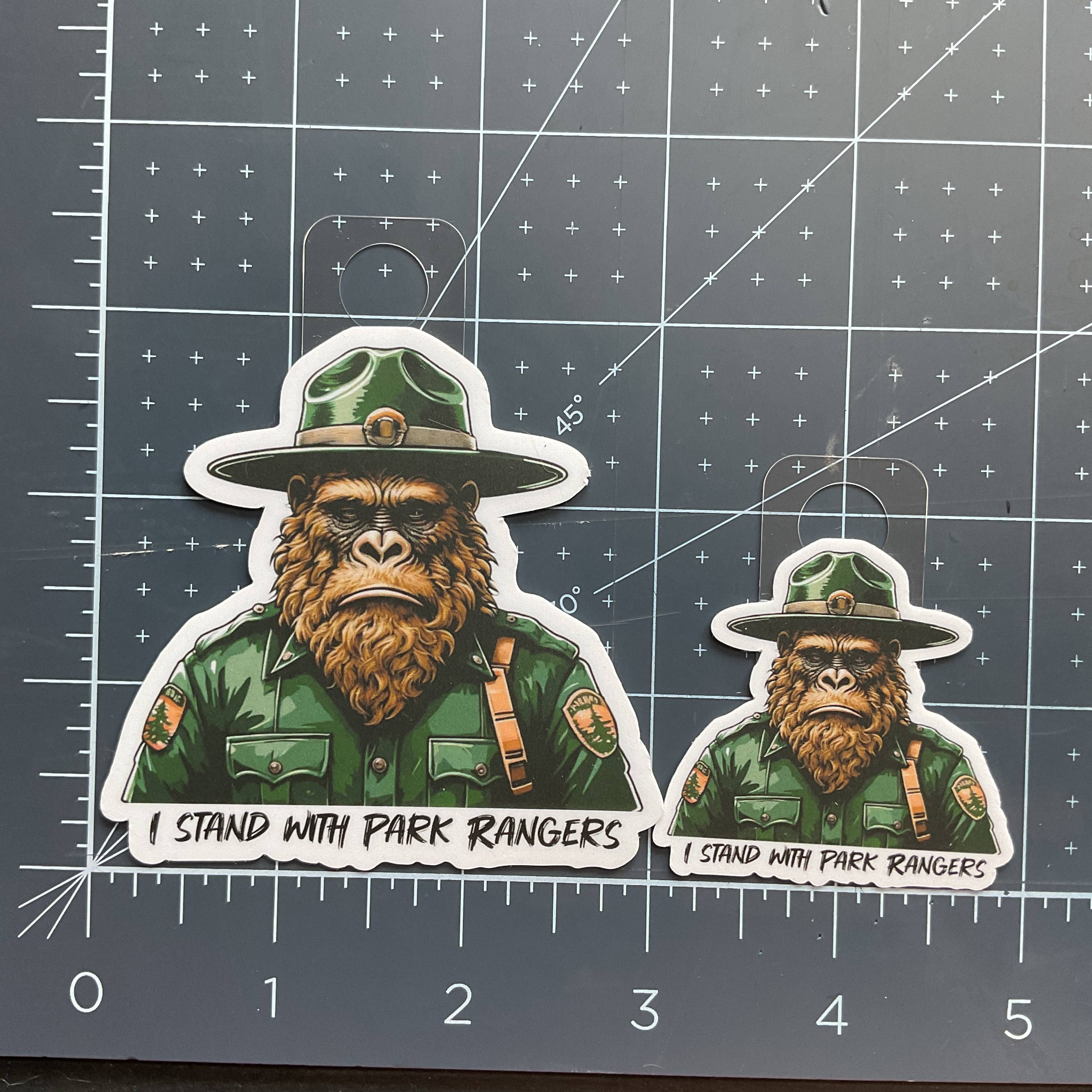 National Parks and Beyond - Wholesale Sticker - Sad Sasquatch, I Stand with Park Rangers, Vinyl 3" Sticker5