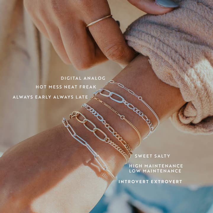Hello Adorn - Wholesale Link & Chain Bracelet - Introvert Extrovert Bracelet | 14kt Gold Fill + Sterling Silver