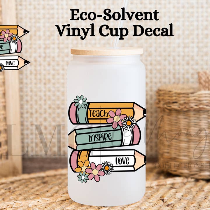 Emballage de tasse Teach Inspire Love, emballage en verre Teacher de 16 oz pour la vente par Le Monge Collections, LLC