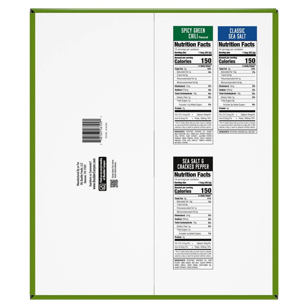 Swift Trade Group LLC – wholesale Crisps – Boulder Canyon Avocado Oil Kettle Style Potato Chips, Variet2