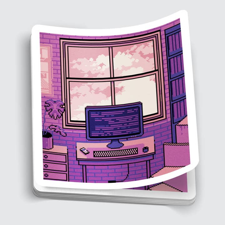 Vaporwave Computer Scene Sticker - 3" for wholesale by Mimic Gaming Co