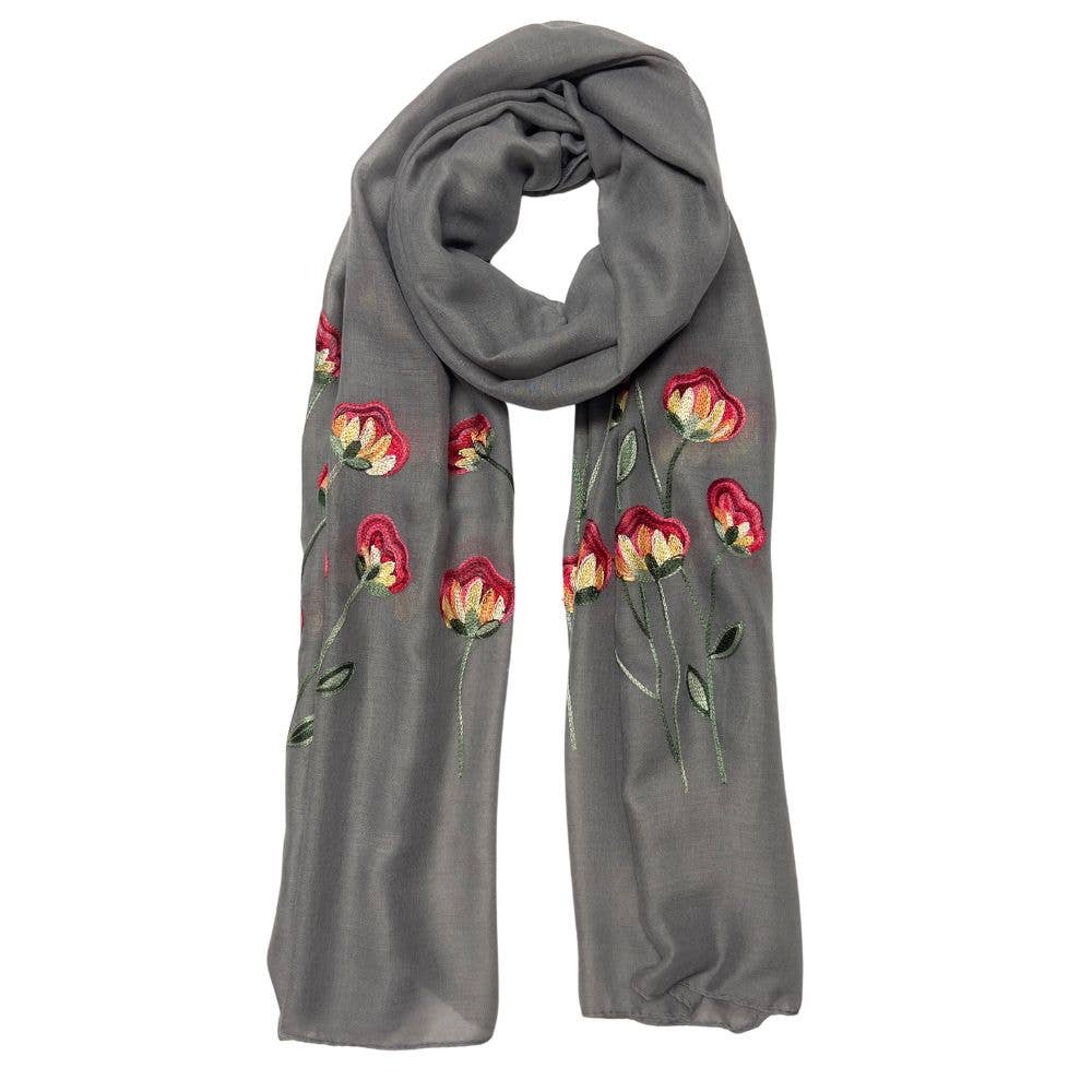 Humble Hilo – Engroshandel Tørklæde - Dame – Humble Hilo Broderet tørklæde/sjal med blomster43