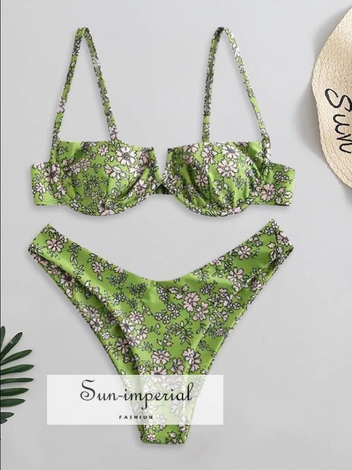 Sun Imperial - Wholesale Two Piece Swimsuit - Women's - Printed Underwire Bikini - Green Yellow3