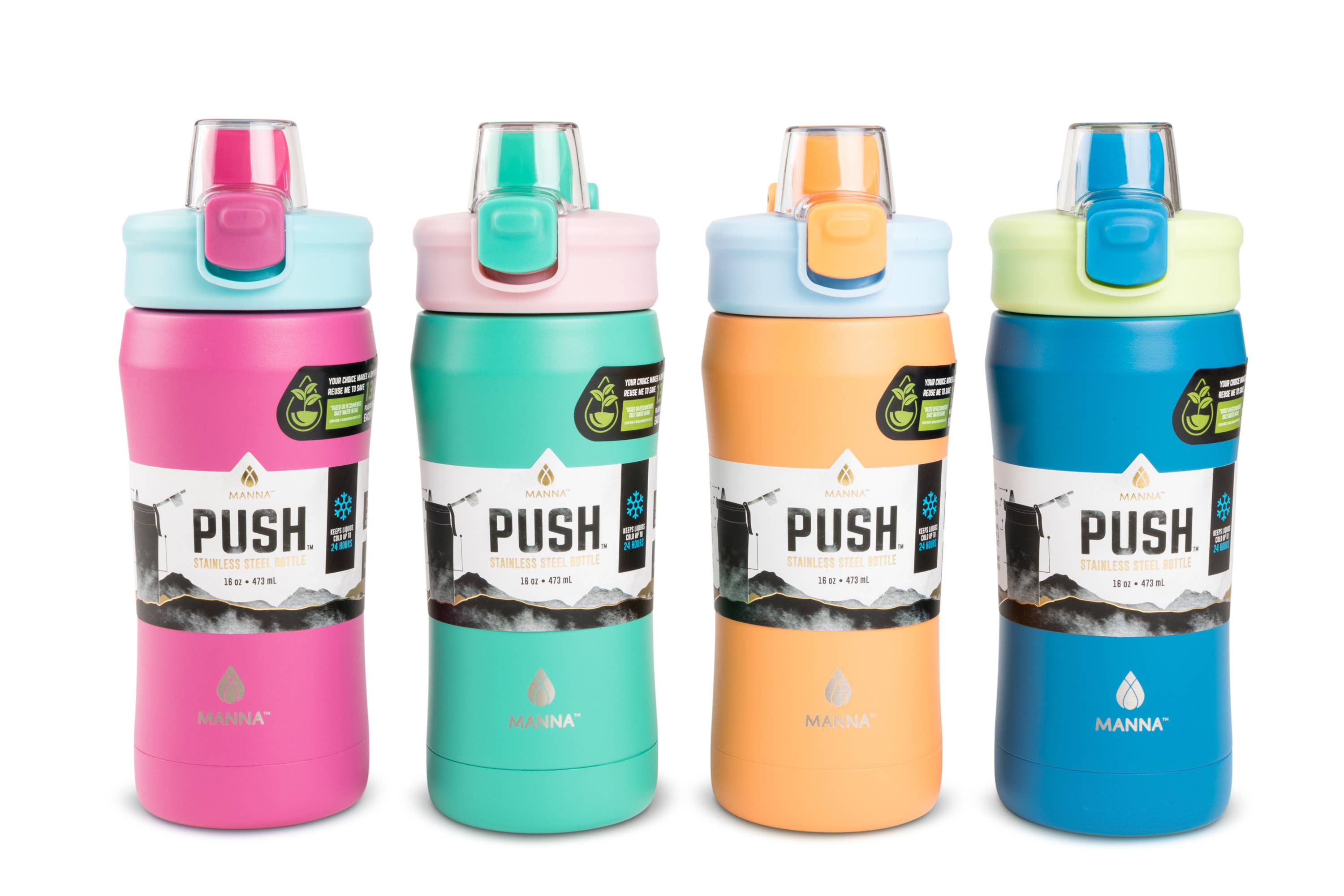 Core Home - Wholesale Water Bottle - 16oz Push Bottle - ZI/SHT/RG/JAS2