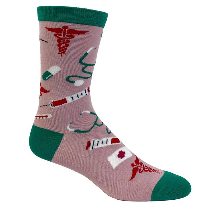 Pink Womens Nurse Socks Cute Saying Gift for Nursing Sock Design for wholesale on Faire