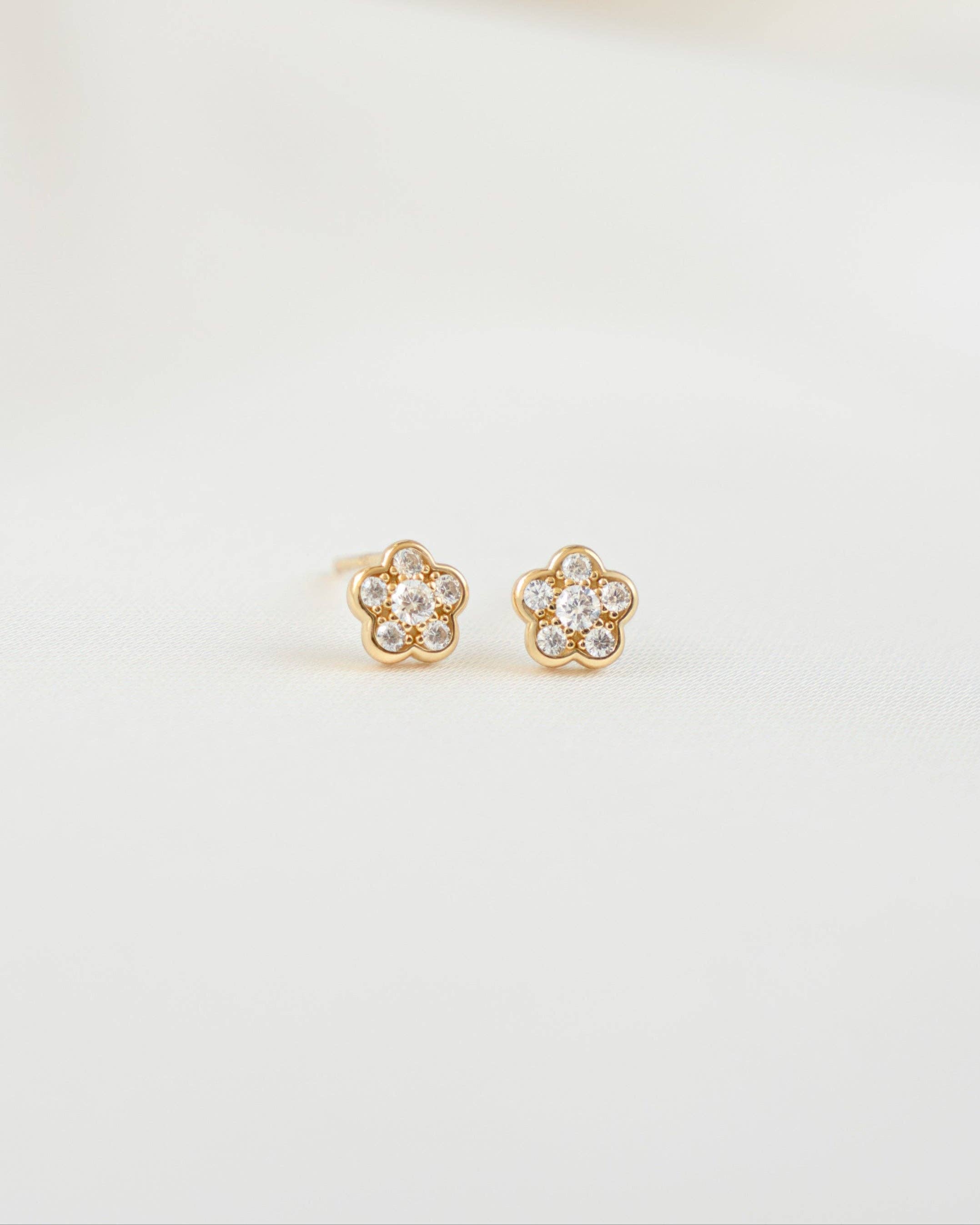 Sami Jewels - Wholesale Stud/Post Earrings - Diamond Flower Studs2