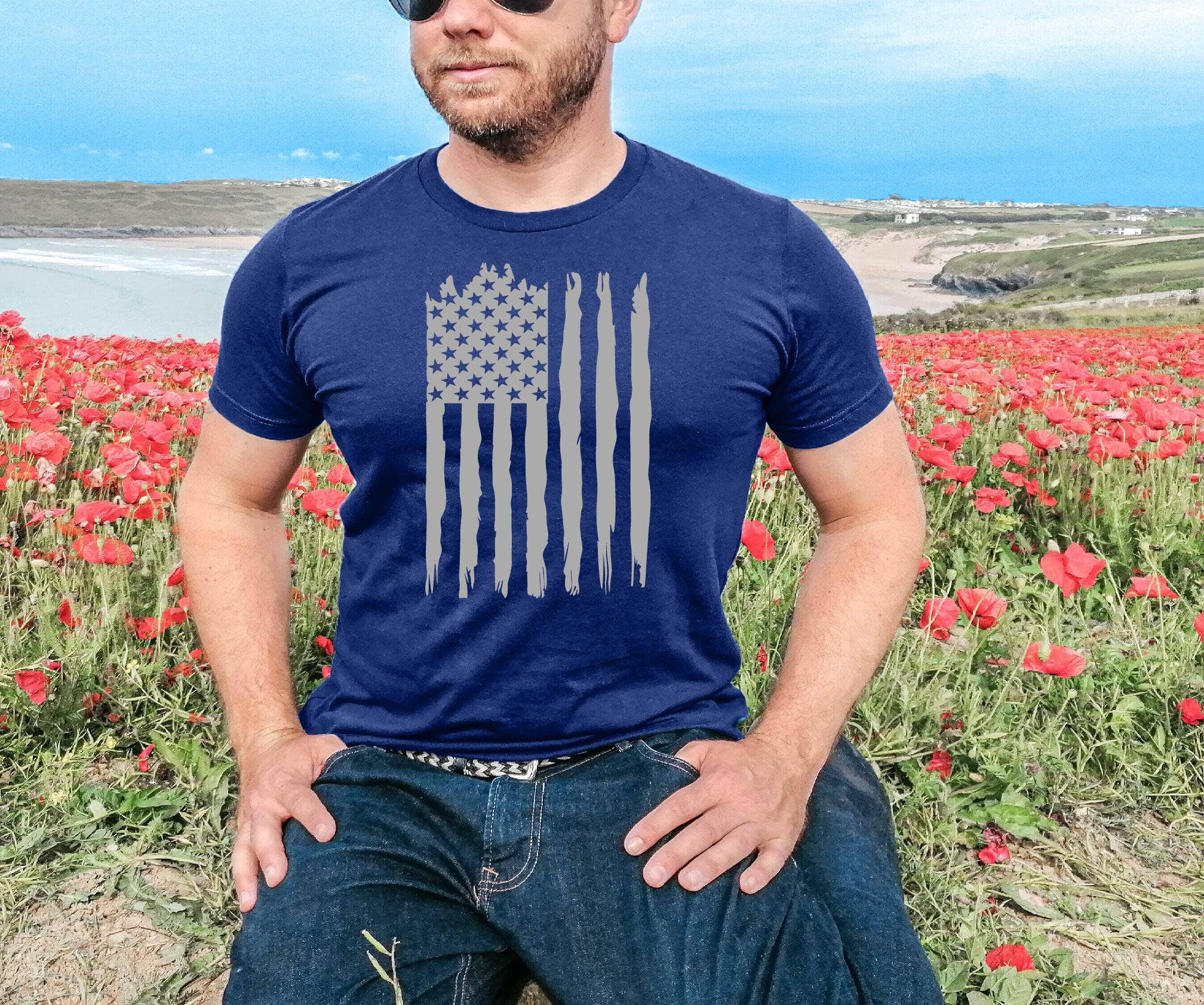 Southern Attitude Designs Inc - Wholesale T-Shirt (Graphic) - Men's - Distressed Flag Patriotic Tee