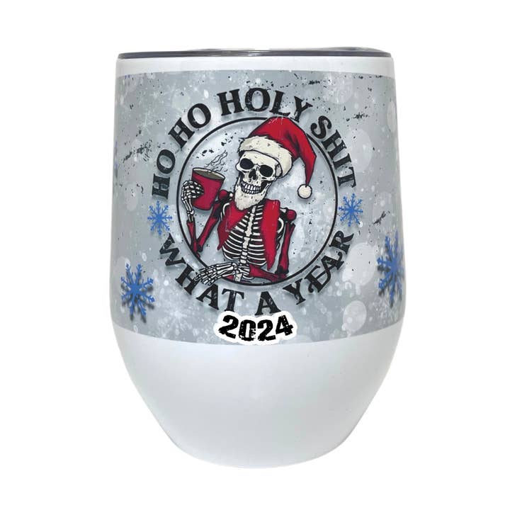 12oz SS Wine Tumbler - Ho Ho Holy Shit for wholesale by Days with Gray