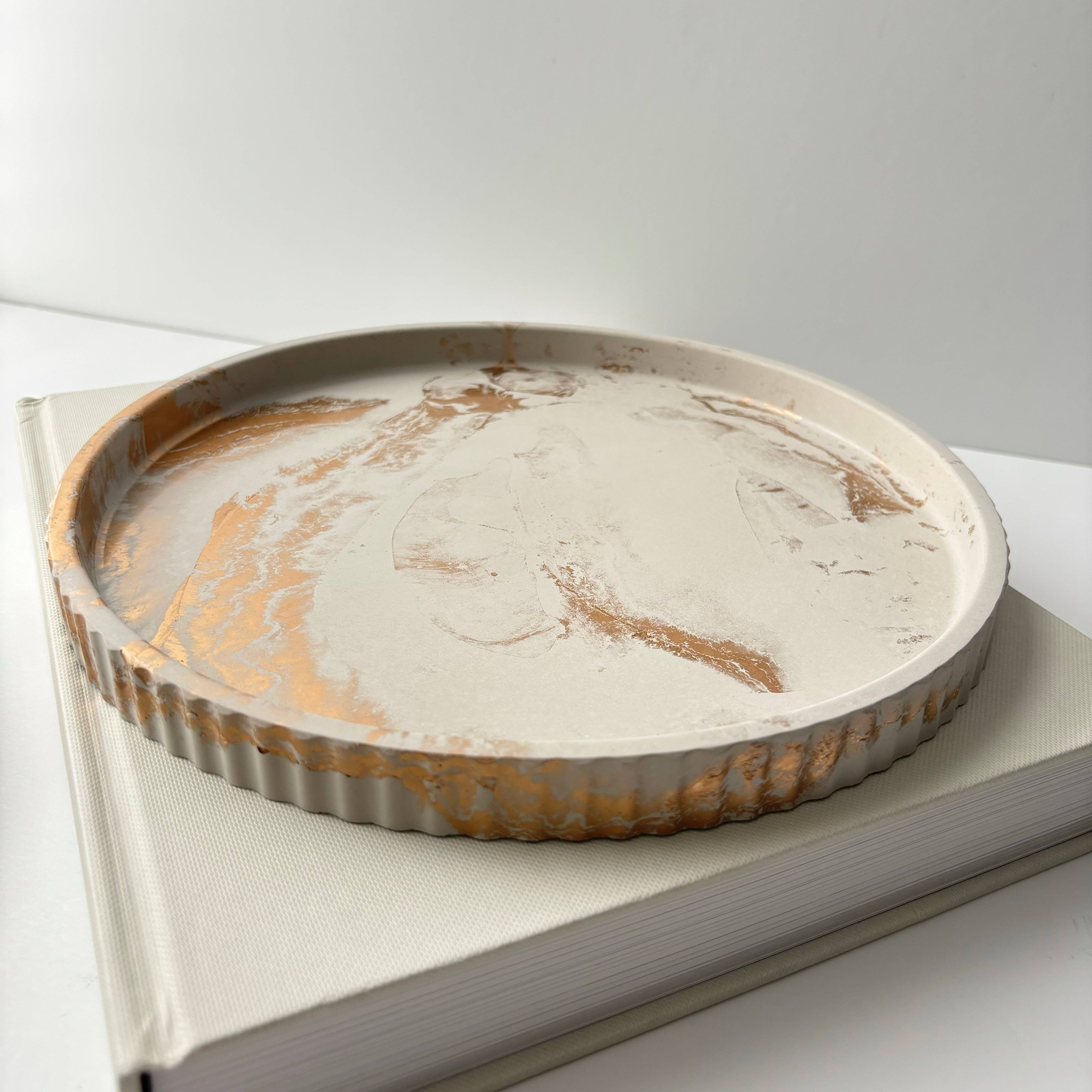 Fancy Concrete – Großhandel Deko-Tablett – Joma - Gerillte Betonschale | Runde Betonschale0