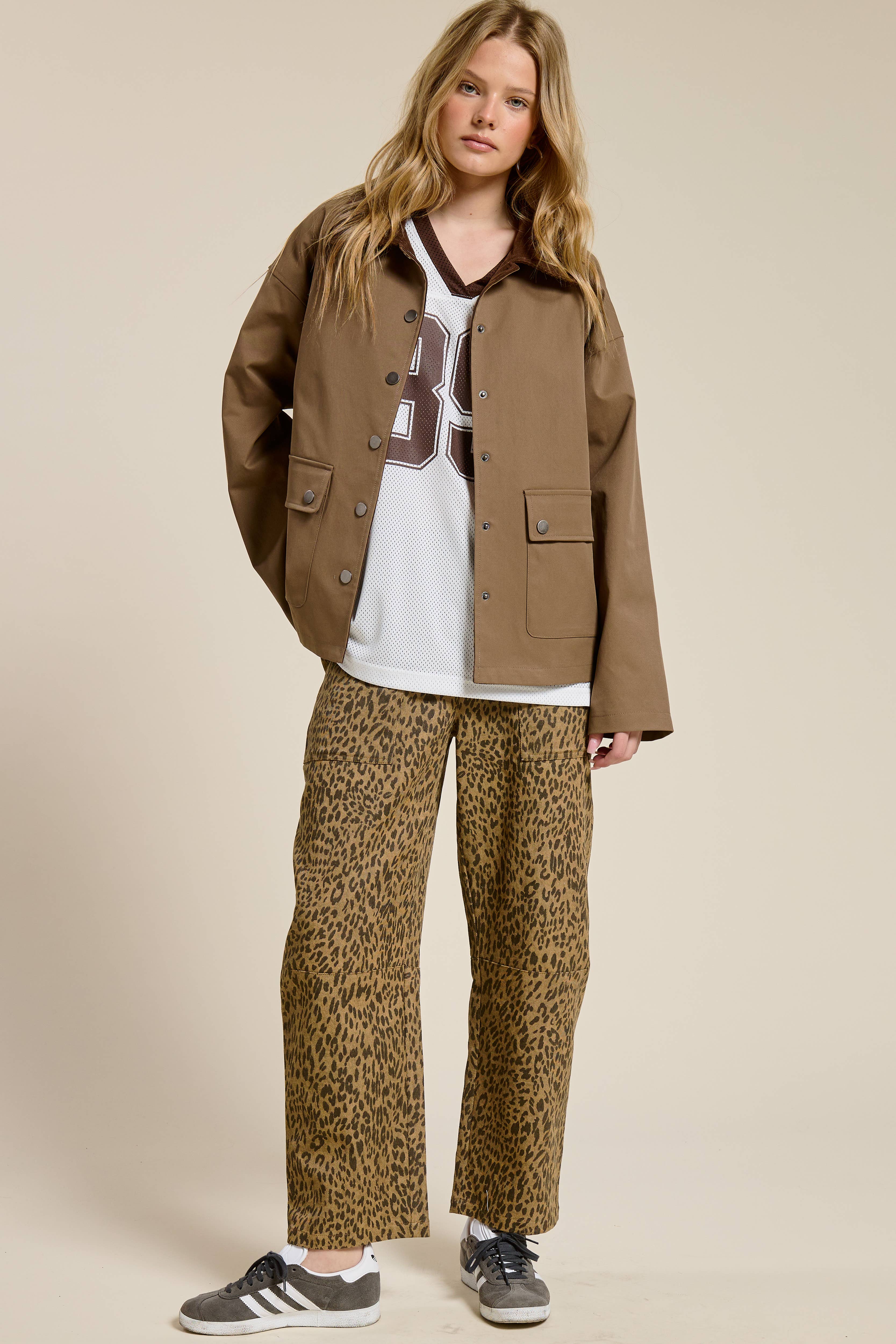 Brown Barn Jacket with Corduroy Collar and Snap Pockets for wholesale on Faire4