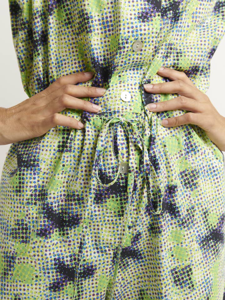 MADE IN SENS - Wholesale Onesie - Women's - Mechano belted jumpsuit with Dots Dots pattern2