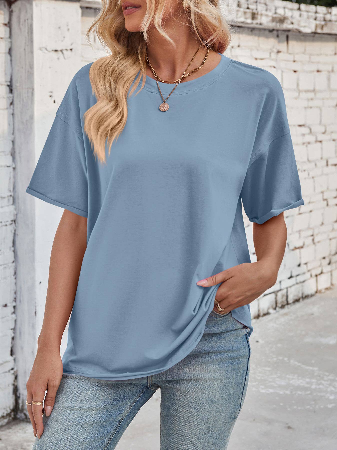 Rosa Clothing - Wholesale T-Shirt - Women's - Loose Fit Oversized Basic Tee5