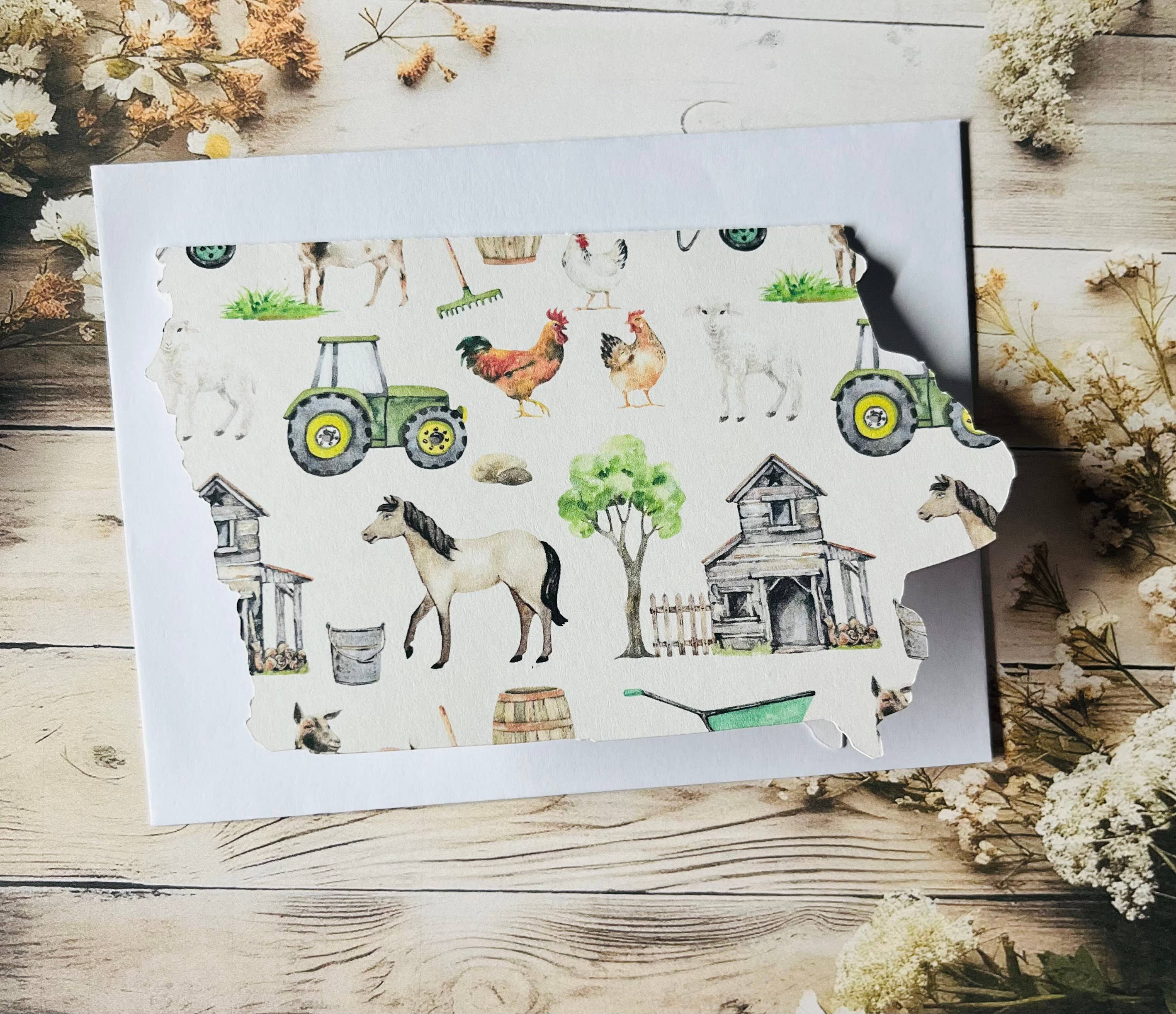 Iowa Paper Farm – wholesale Everyday greeting card – Iowa watercolor farm greeting card - single1