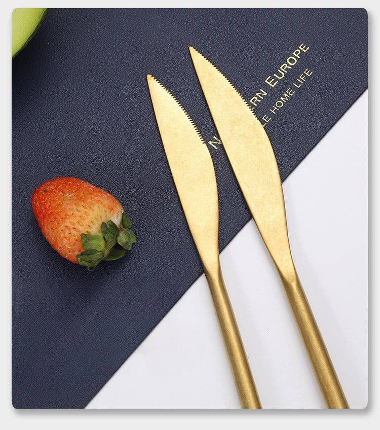 Gohobi （We cover U.S. import duties） - Wholesale Assorted Cutlery Set - Gohobi A Set of 5 Pieces Gold Stonewashed Cutlery4