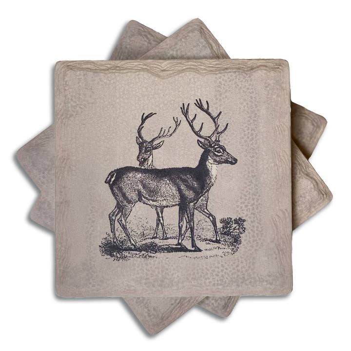 French Graffiti - Wholesale Coasters - Grey Deer Absorbent Coaster Set