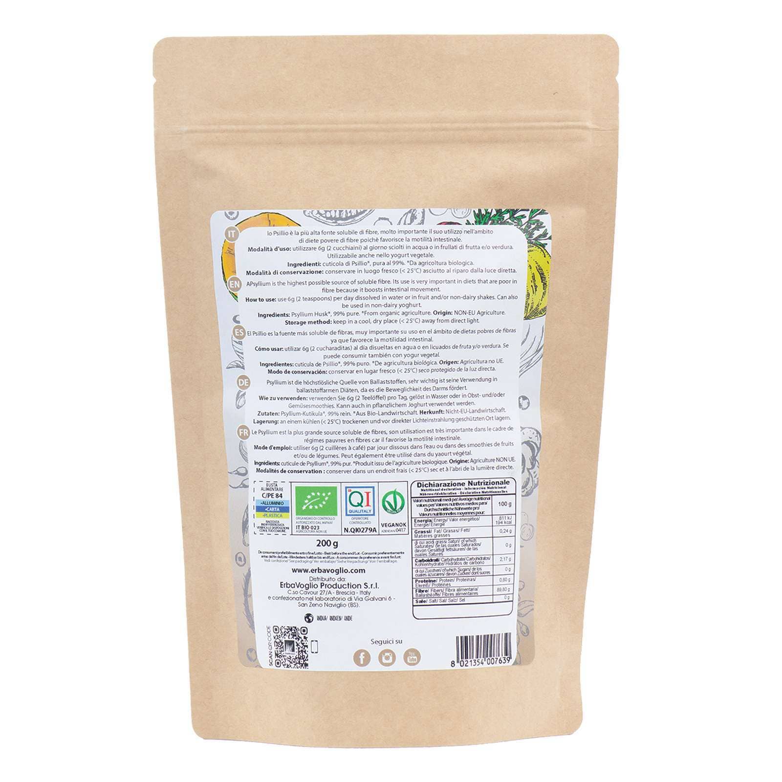 Erbavoglio - Wholesale Oral Supplement/Vitamin - Organic Psyllium Cuticle1