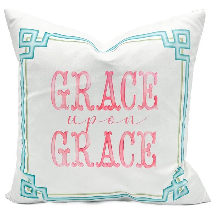Grace Upon Grace Pink Pillow for wholesale by Rachel Brooks Design, LLC