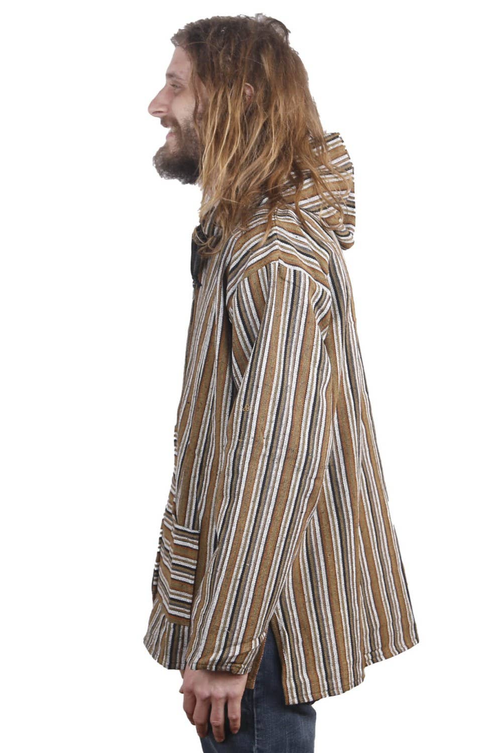 Sunshine Joy – Engroshandel Hættetrøje - Herre – Vævet Baja Style Hoodie Zip Up Desert Stripe1