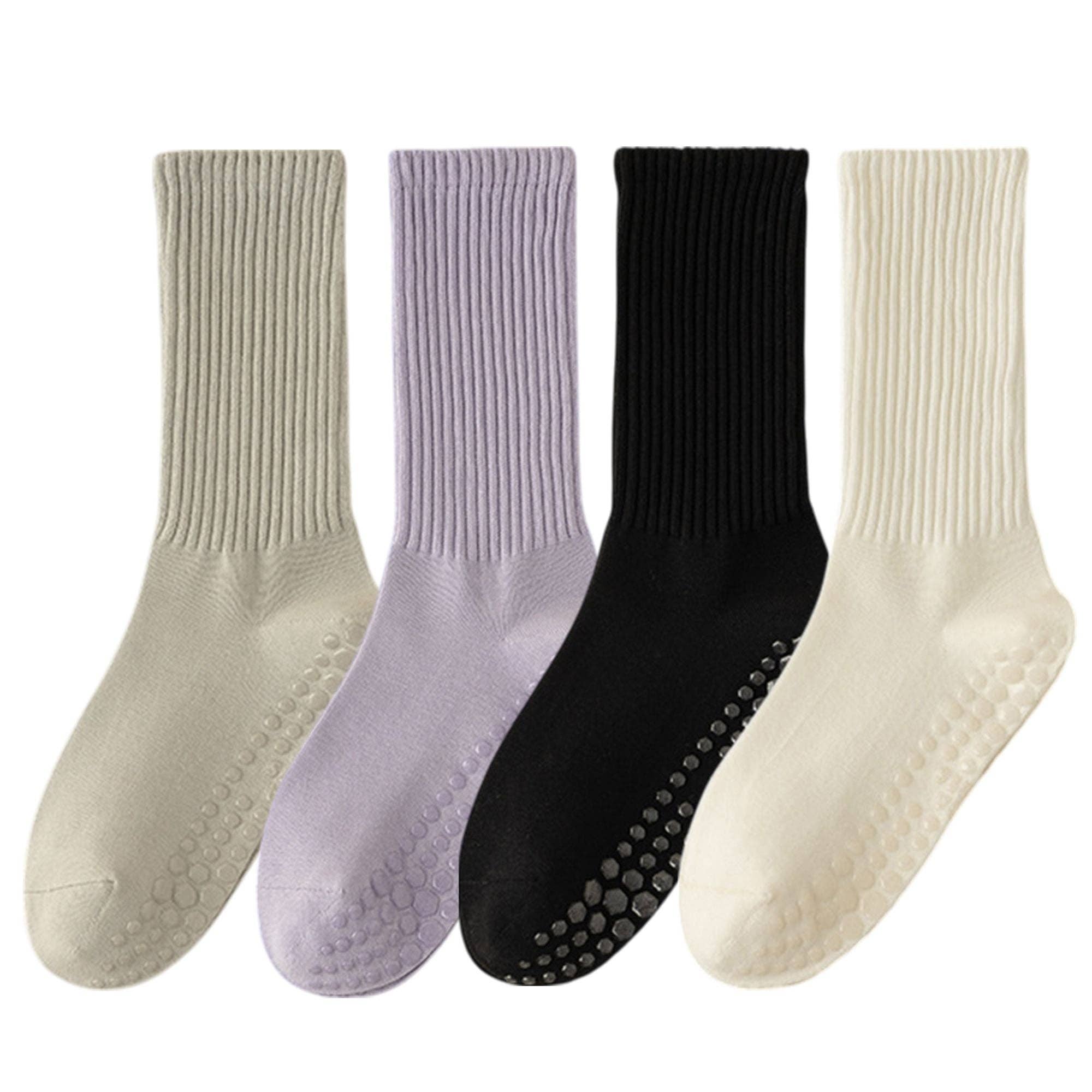 AK Brand - Wholesale Socks – Women's - 4-Pack Anti-Slip Yoga Socks with Grips Comfortable Ribbed De9