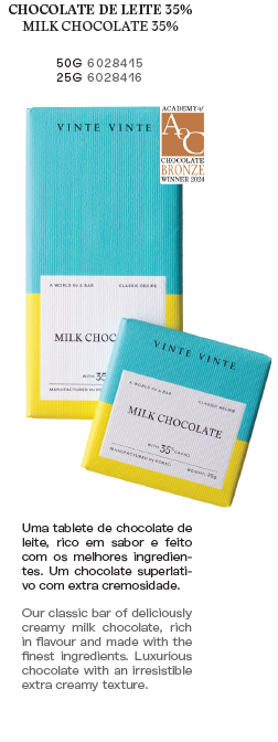 Vinte Vinte Chocolate - Wholesale Chocolate Bar - CLASSIC MILK CHOCOLATE 35% 50G1
