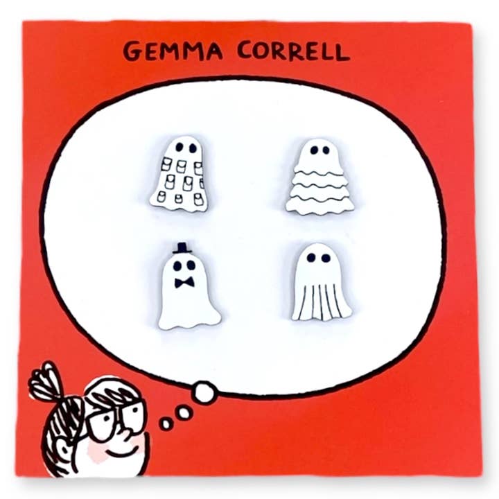 Gemma Correll Fashionable Ghosts 4-Piece Earring Set for wholesale by Vinca