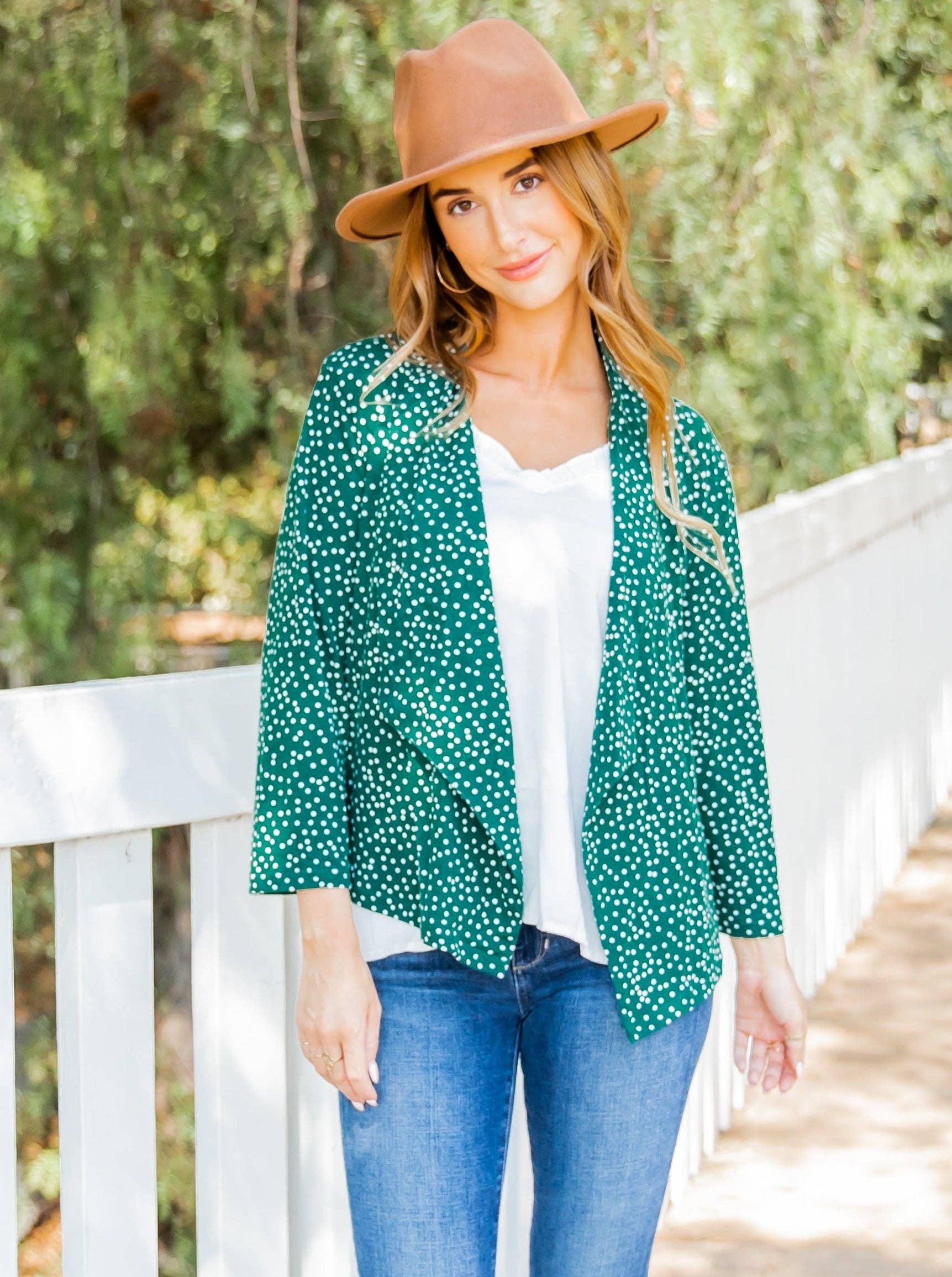 Tickled Teal - Wholesale Blazer - Women's - Maia Patterned Blazer4