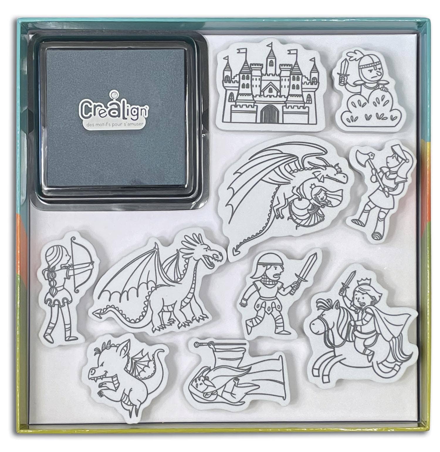 Créa Lign' - Wholesale Rubber/Decorative Stamp - Kids & Baby - Stamp Characters: Knights and Dragons2
