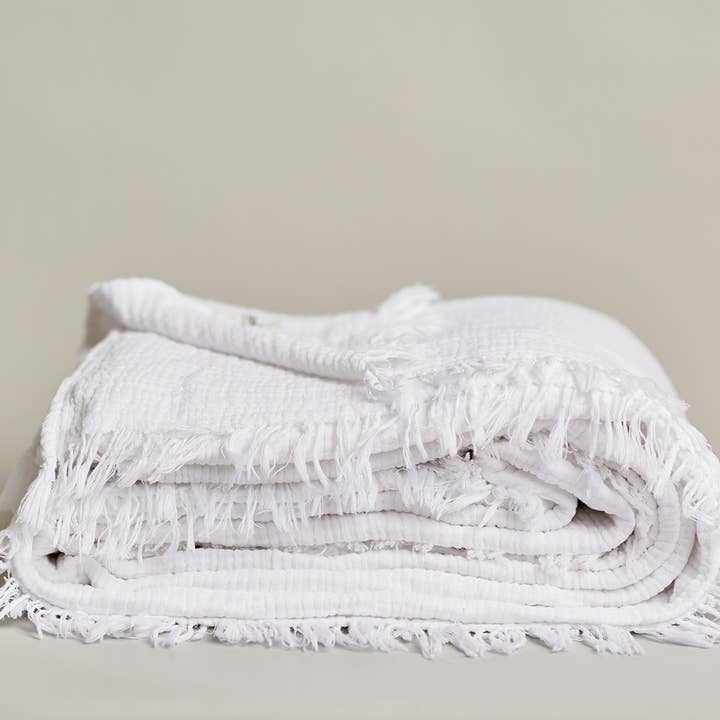 Saardé - Wholesale Bedding Blanket - Enes Bed Cover | White