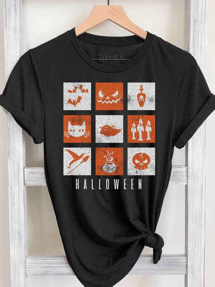 Halloween Graphic Tee, October Shirt, Pumpkin, Fall Festival for wholesale by SewCalUSA
