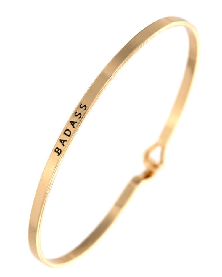 0011 PREMIERE - Wholesale Bangle Bracelet - FR2676 BADASS_3mm Inspired Message Brass Bangle1