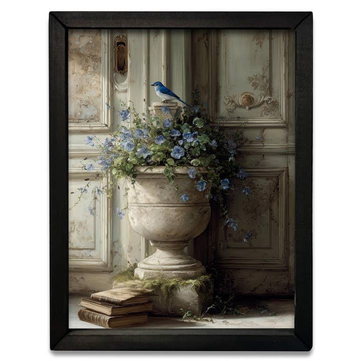 Cadre Boîte Oiseau Bleu Héritage HMK1496 pour la vente par JanMichaels Art & Home