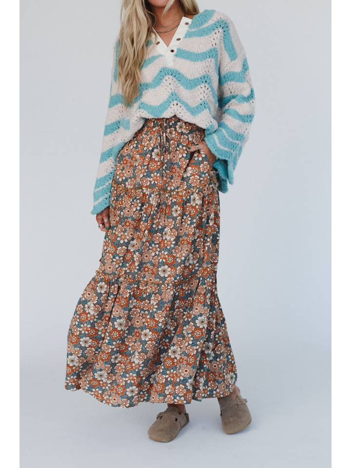 Three Bird Nest - Wholesale Skirt - Women's - Daisy Rain Maxi Skirt - Fog Nude5