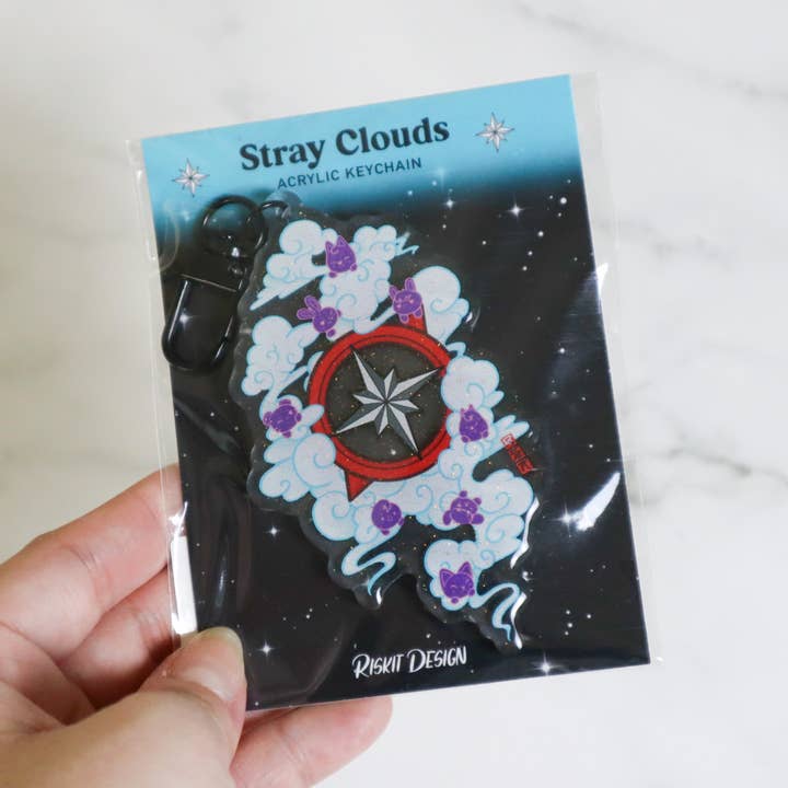 KPOP Stray Clouds Holographic Acrylic Keychain for wholesale by Riskit Design