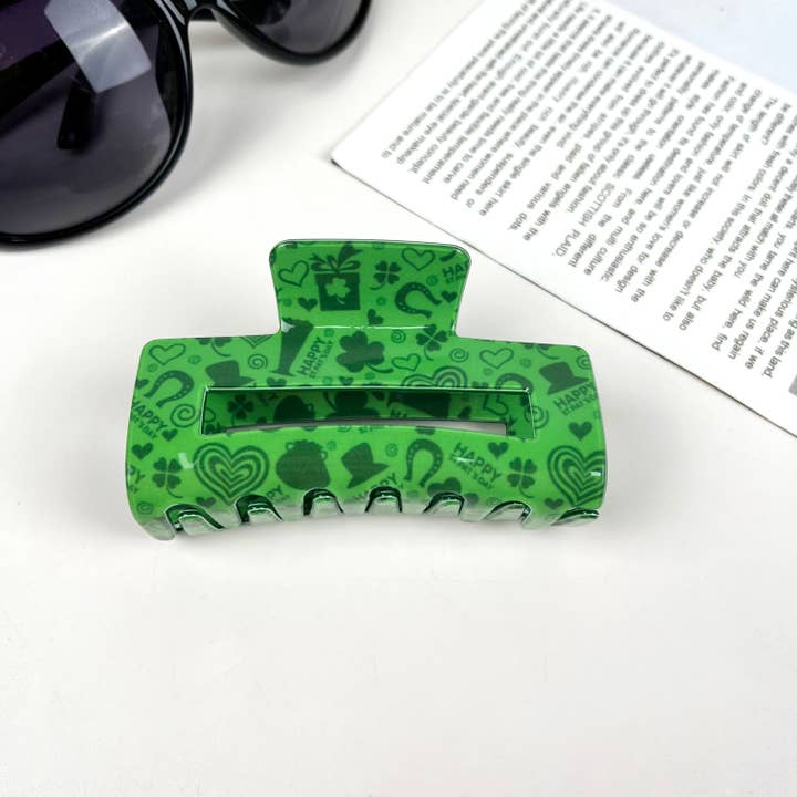 mildstyles - Wholesale Hair clip – Women’s - St. Patrick's Day shamrock cutout rectangular hairpin1