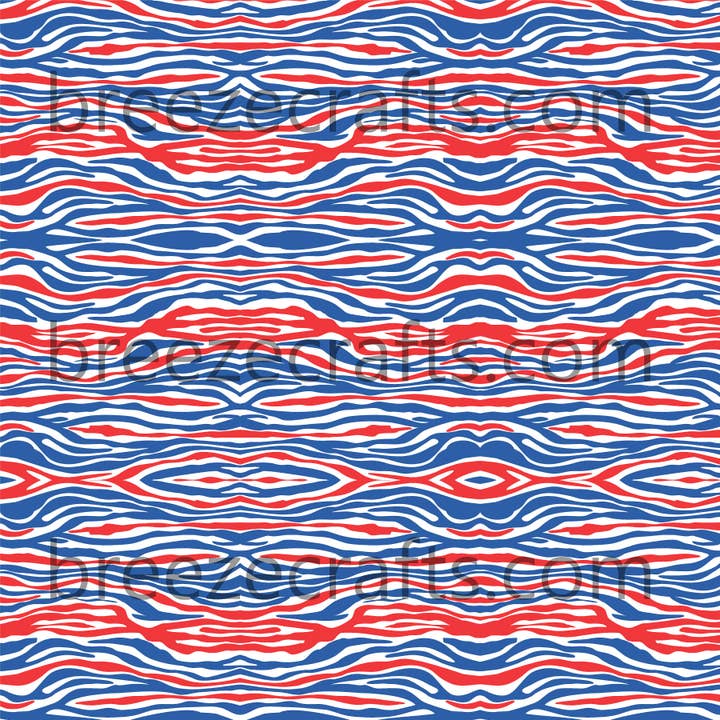 Mini Red, White and Blue Zebra Sublimation Transfer Sheet for wholesale by BreezePrintCo