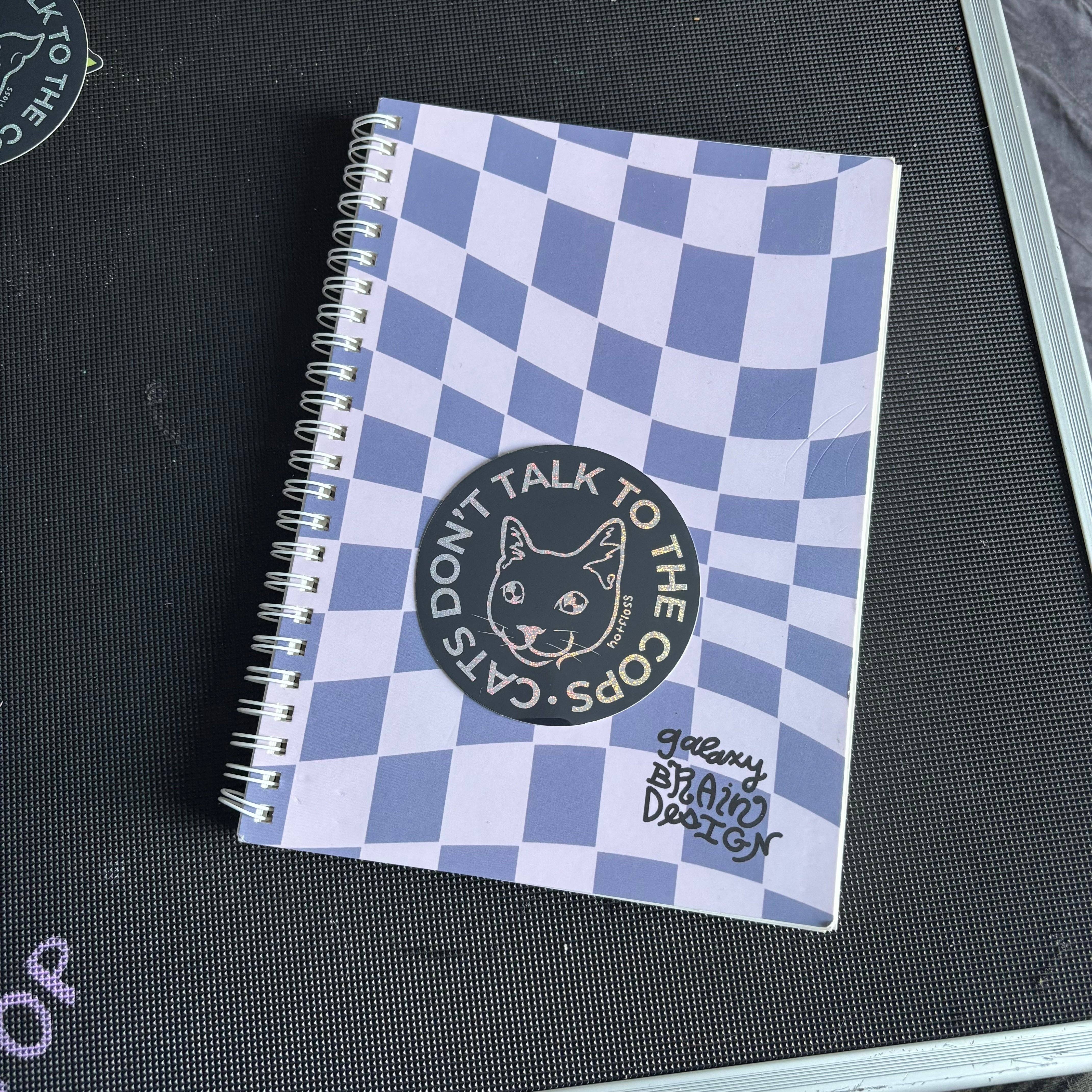 Galaxy Brain Design - Wholesale Sticker - Cats Don't Talk to Cops Glitter Sticker1