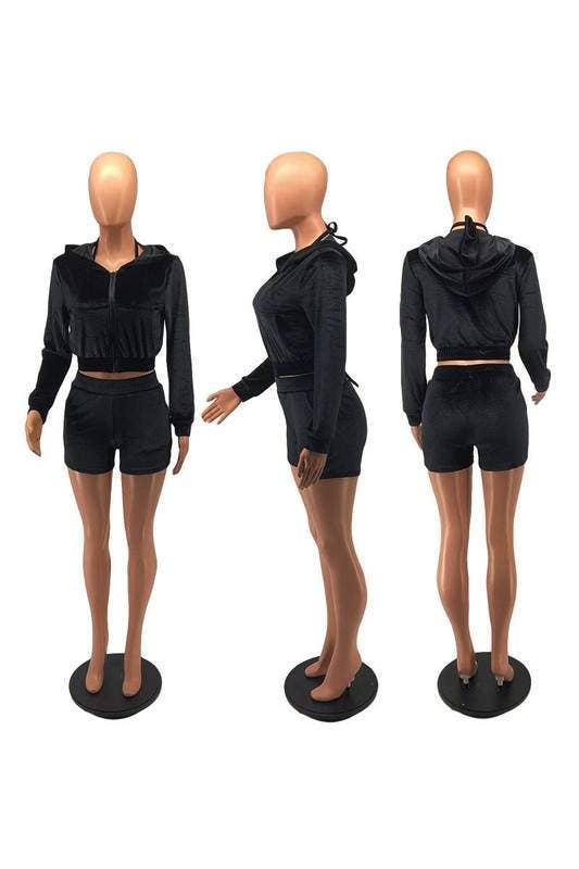 Flarix - Wholesale Top & Skirt Set - Women's - velour jacket shorts set8