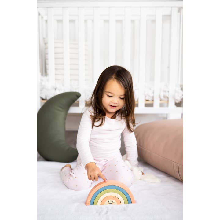 Pearhead - Wholesale Wood Toy - Kids - Wooden Stacking Rainbow Baby & Toddler Toy Nursery Decor3