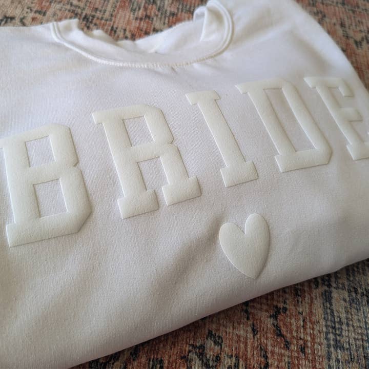 P E T I T R U E - Wholesale Graphic sweatshirt – Women’s - Bride Crewneck Sweatshirt Bride Sweater Gift Puff Print2